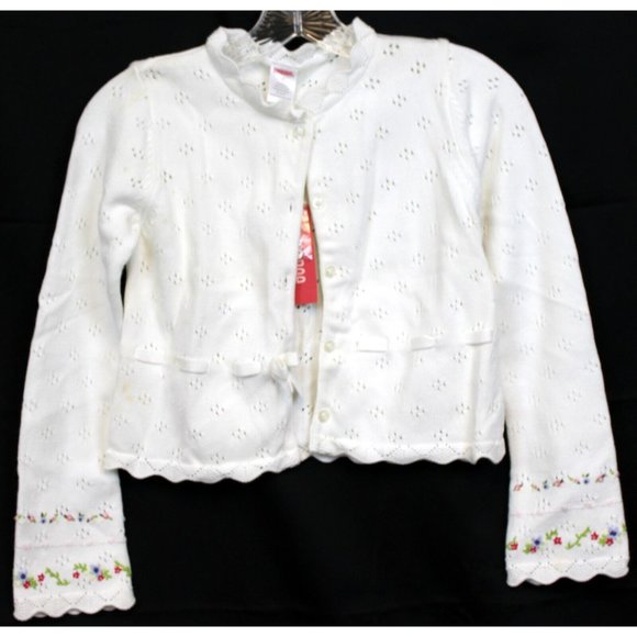 NEW 2007 Gymboree Love is in The Air White Cardigan Sweater Flower Scallop Edge - Picture 1 of 11